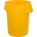 Global Equipment Plastic Trash Can with Lid   Dolly - 55 Gallon Yellow 240464YLB